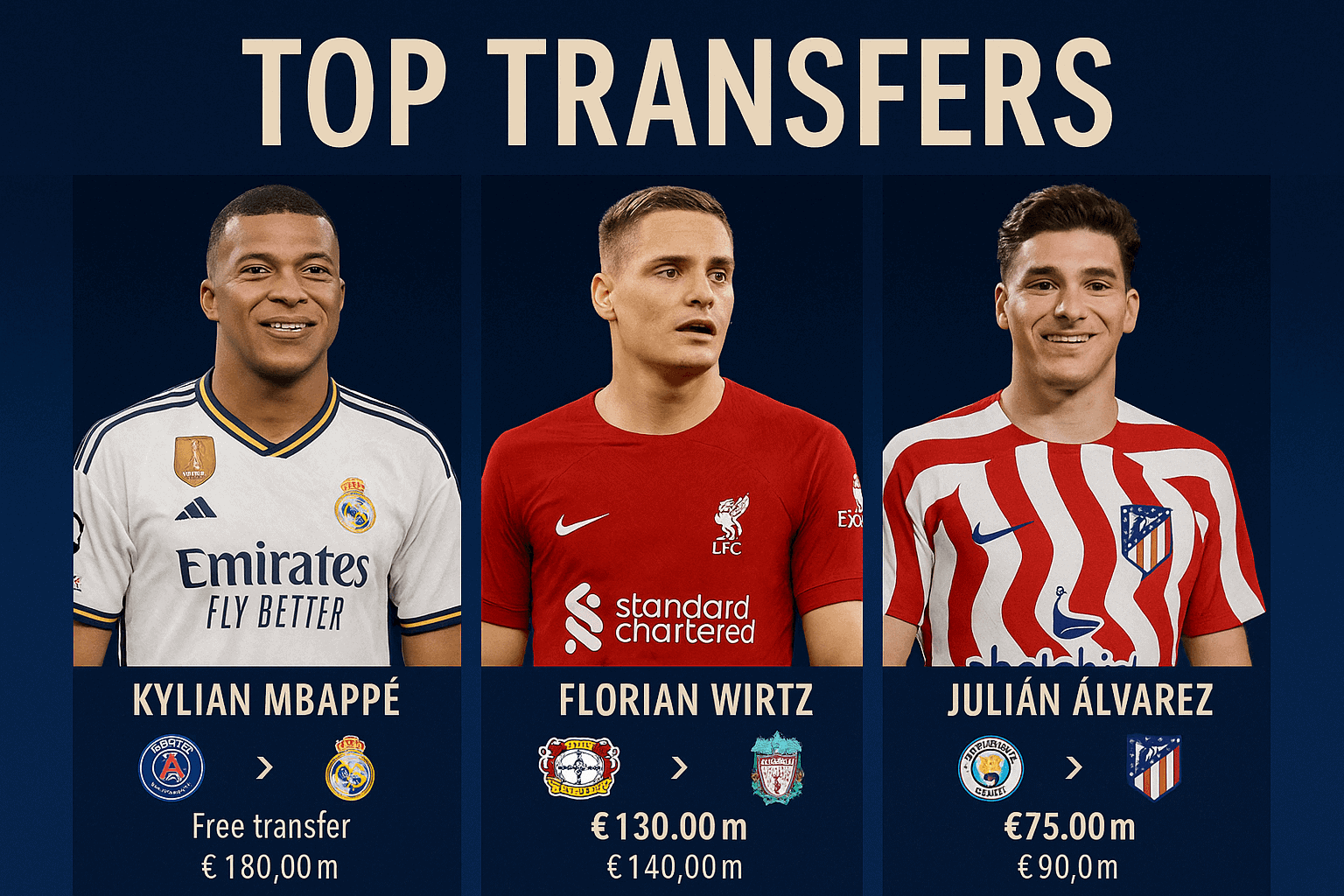 Top 3 Transfer Musim Panas 2025: Mbappé, Wirtz, Álvarez - SkorJitu.com
