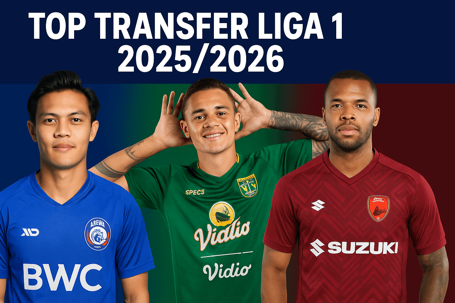 Gambar Top Transfer Liga 1 2025/2026 Gali Freitas ke Persebaya, Alfeandra Dewangga ke Arema FC, Gustavo Henrique ke PSM Makassar